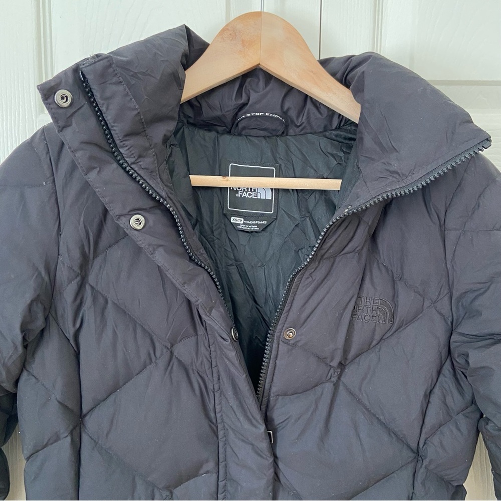 The North Face Women’s 600 Down Filled Long Black Parka Winter Coat Hood XS - Picture 3 of 9